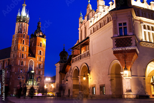 St. Mary's church in Krakow at night