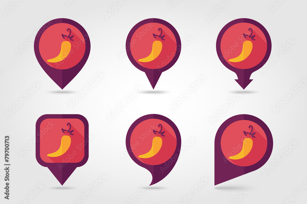 Chili pepper flat icon with long shadow Chili pepper flat icon with long shadow