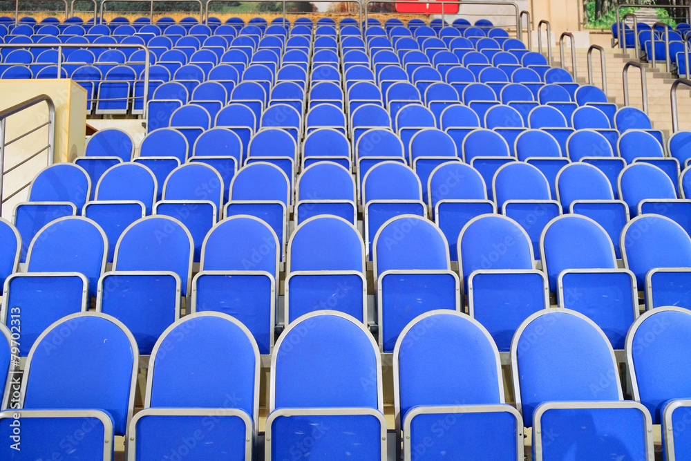 Naklejka premium Blue stadium seats hall handball