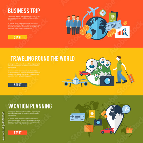 Travel concept flat banners