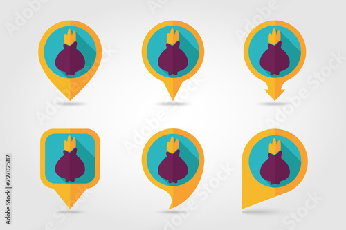 Onion mapping pins icons with long shadow