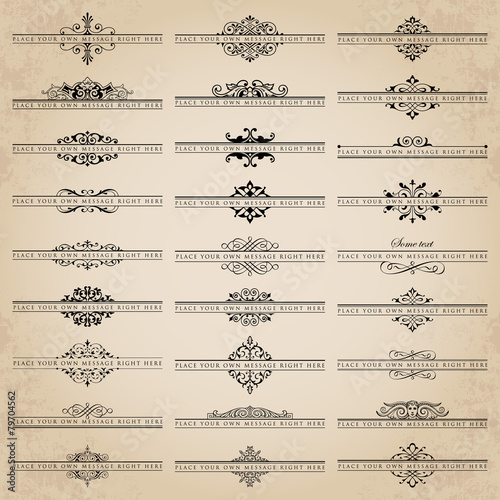 Vector set of 27 ornate headpieces
