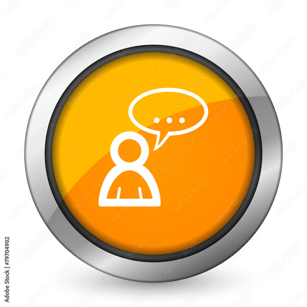 forum orange icon chat symbol bubble sign forum orange icon chat symbol bubble sign
