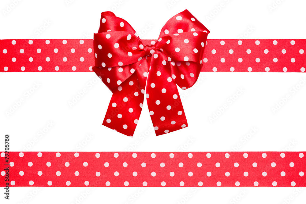 red bow and ribbon with white polka dots made from silk red bow and ribbon with white polka dots made from silk