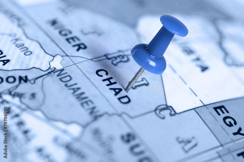 Location Chad. Blue pin on the map.