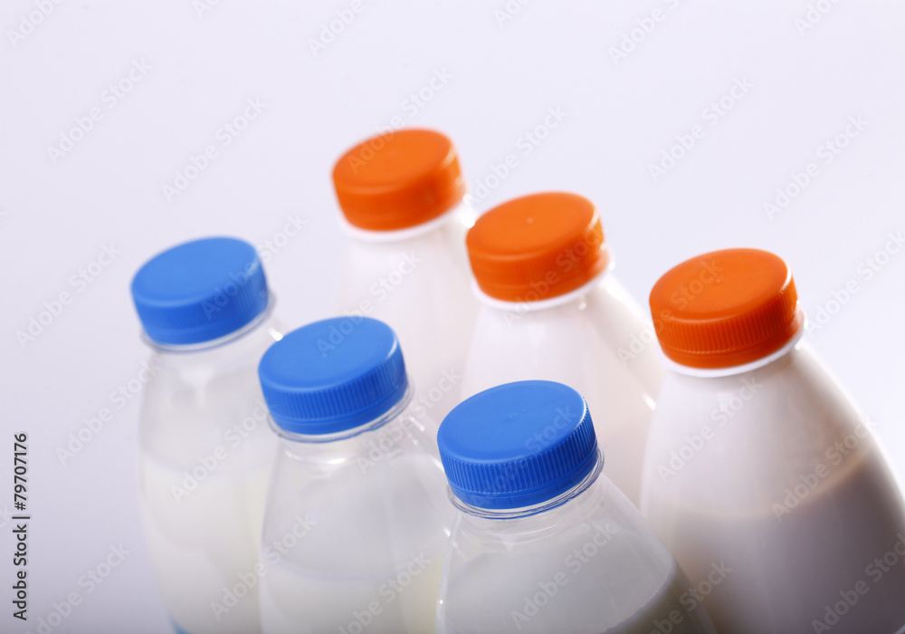 set of bottles with milk set of bottles with milk
