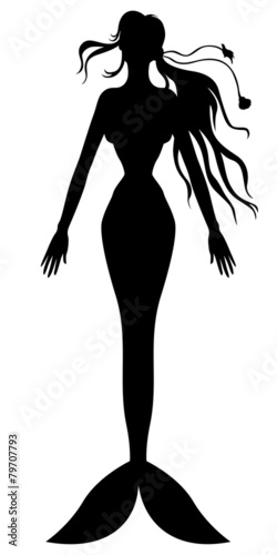 Silhouette mermaid swimming up