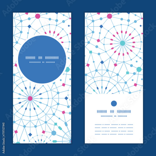 Vector blue abstract line art circles vertical round frame