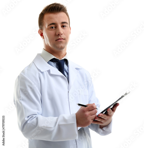 Male Doctor holding clipboa...