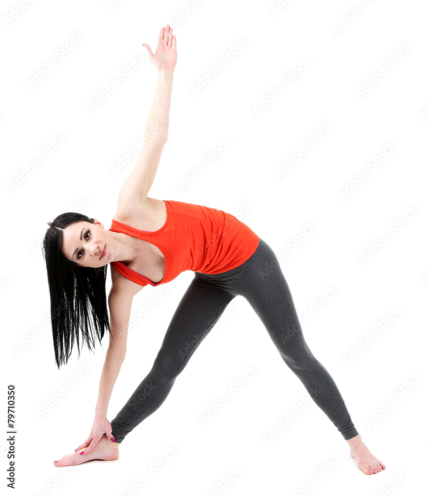 Young woman doing yoga isolated on white Young woman doing yoga isolated on white