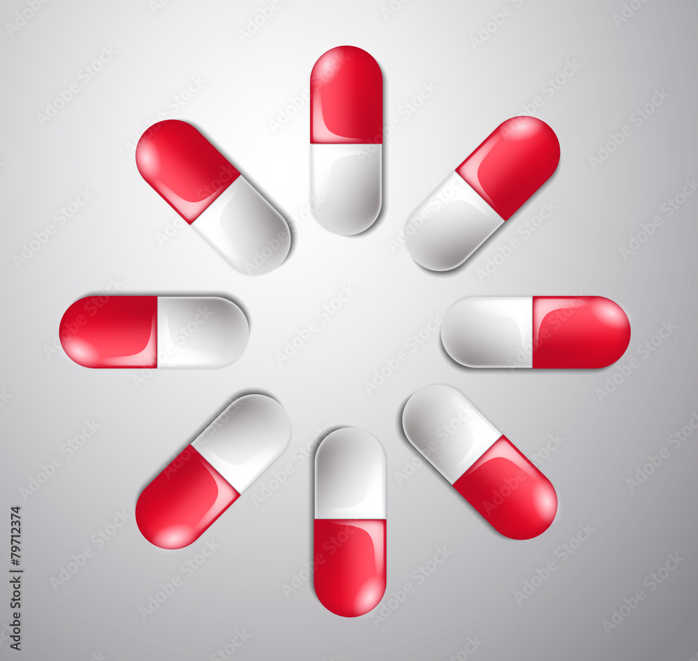 Red pills in circle. Medicine Red pills in circle. Medicine