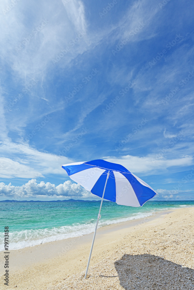 南国沖縄の美しい珊瑚の海と夏空