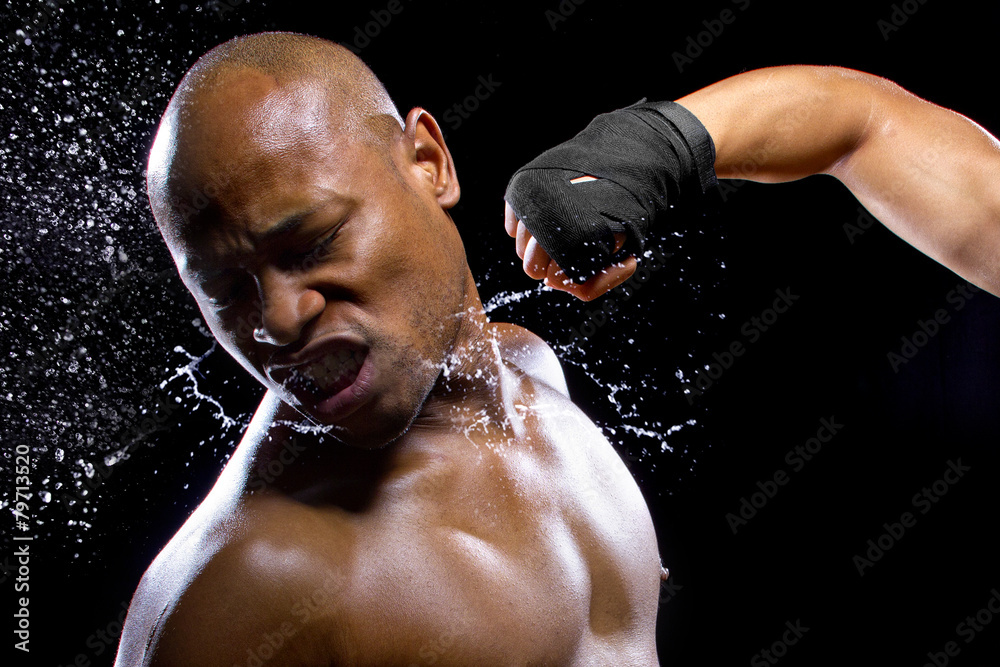 Fototapeta premium mma fighter or boxer losing and getting hit in the face