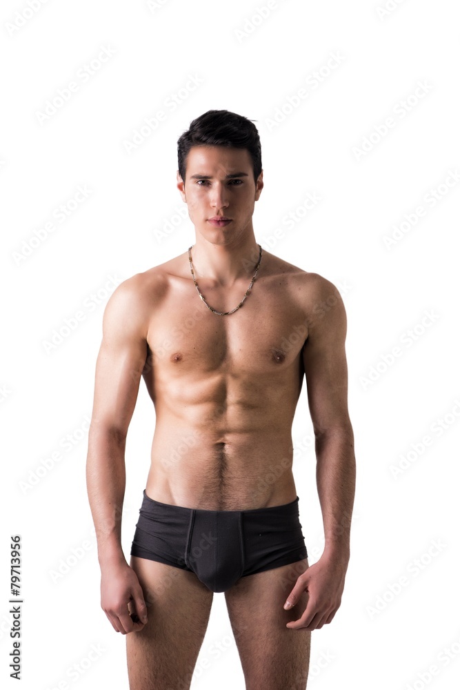 Handsome, fit young man in underwear isolated on white Handsome, fit young man in underwear isolated on white