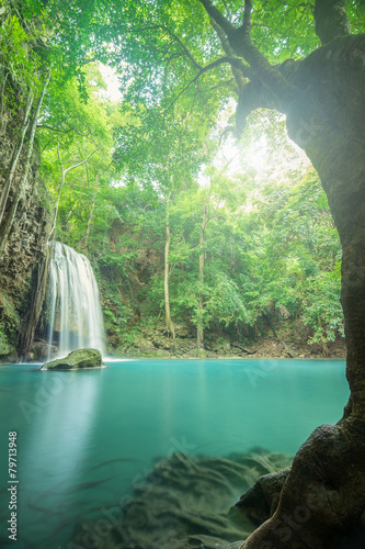 Deep forest Waterfall in Kanchanaburi, Thailand © ake1150