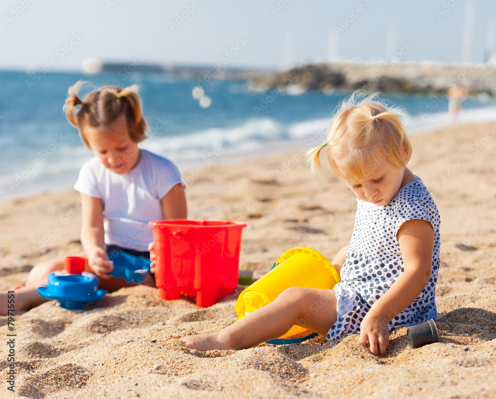 Little children  at sea