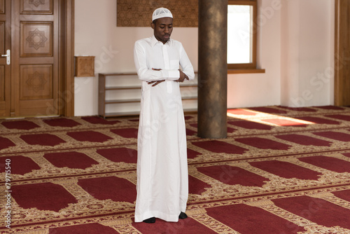 Young African Muslim Guy Praying