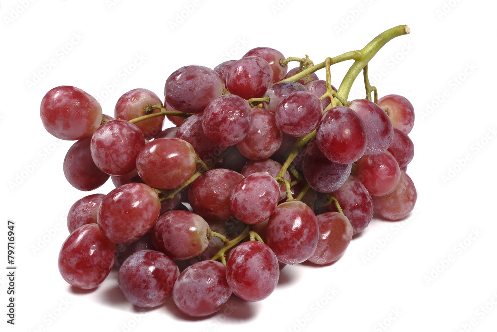 Red globe grapes white background