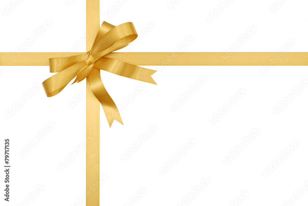 Gold christmas or birthday gift ribbon and bow present border frame isolated on white background photo Gold christmas or birthday gift ribbon and bow present border frame isolated on white background photo