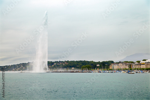 Fountain on Lake Geneva (Lac Leman) in Geneva