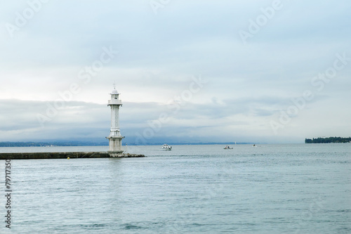 Lighthouse at Leman lake (Lac Leman), Geneva, Switzerland
