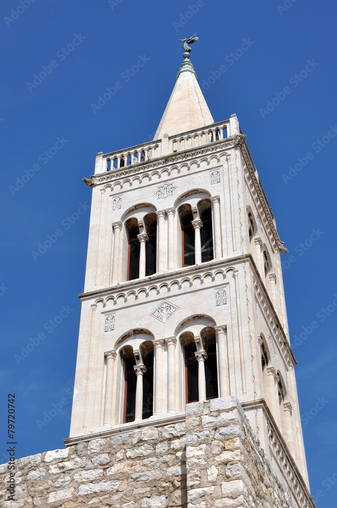 Bell tower of old church in Zadar, Croatia