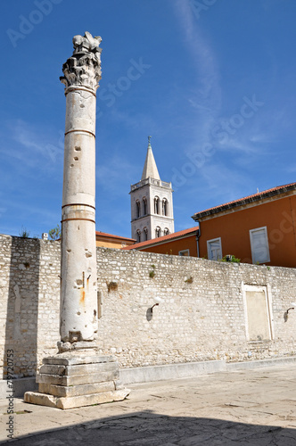 Roman column in the ancient city of Zadar, Croatia