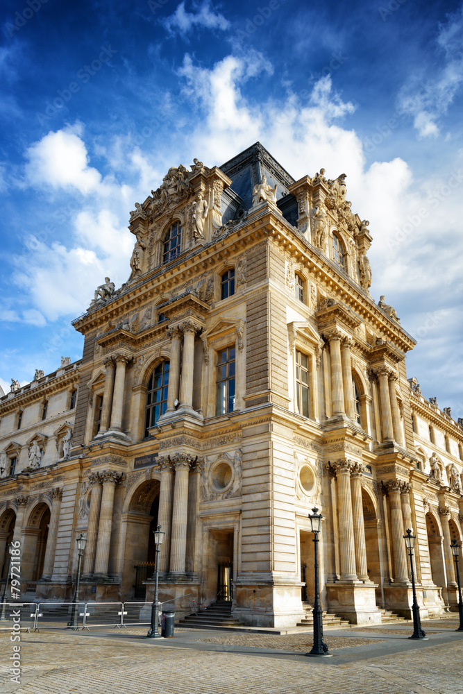 The facade of the Pavilion Mollien of the Louvre Museum in Paris