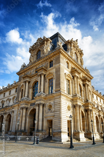 The facade of the Pavilion Mollien of the Louvre Museum in Paris