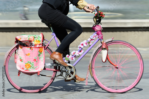 Photography Woman on funny decorated bike