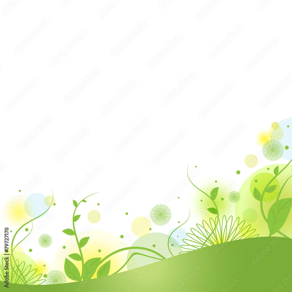 Floral green abstract vector background.
