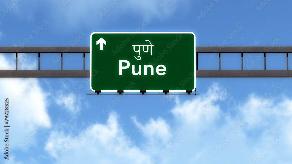 Pune India Highway Road Sign