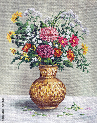 Painting Flowers in a African Vase