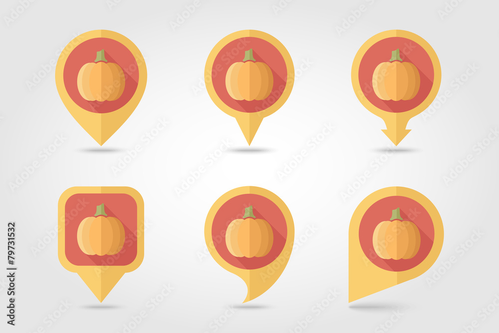 Pumpkin flat icon with long shadow Pumpkin flat icon with long shadow