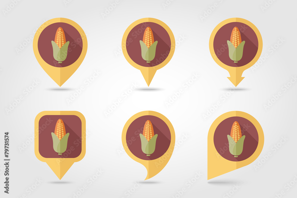 Corn flat icon with long shadow Corn flat icon with long shadow