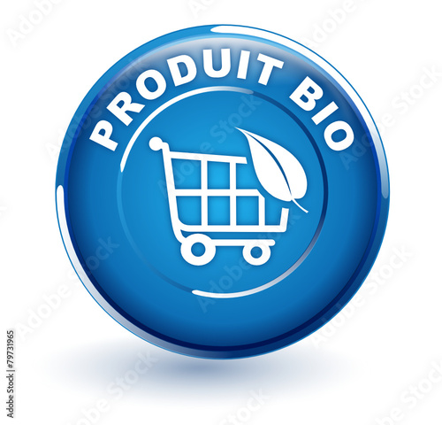 produit bio sur bouton bleu