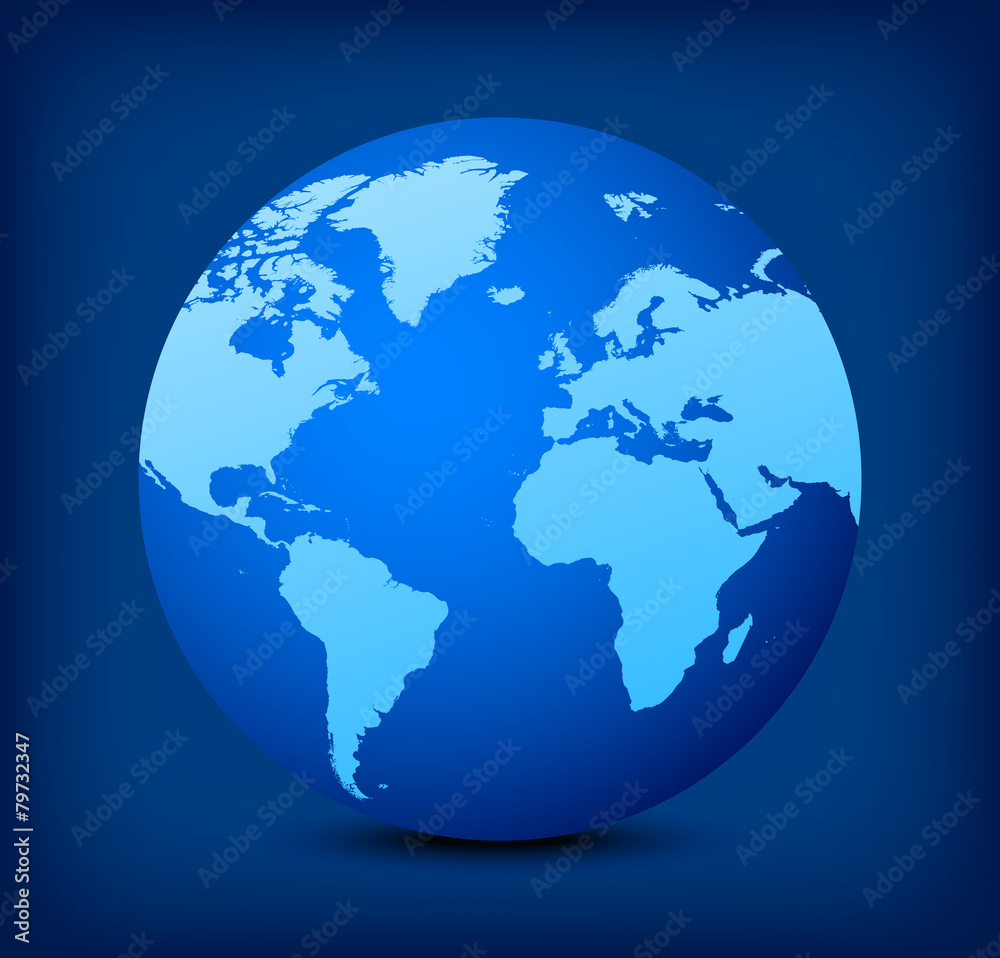 vector blue globe icon on blue background
