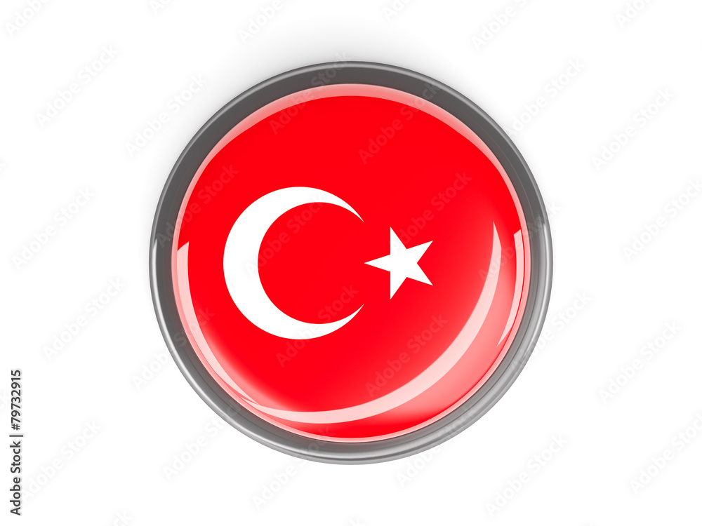 Round button with flag of turkey Round button with flag of turkey