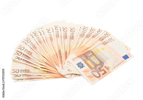 Fifty euro bank notes arranged like a fan