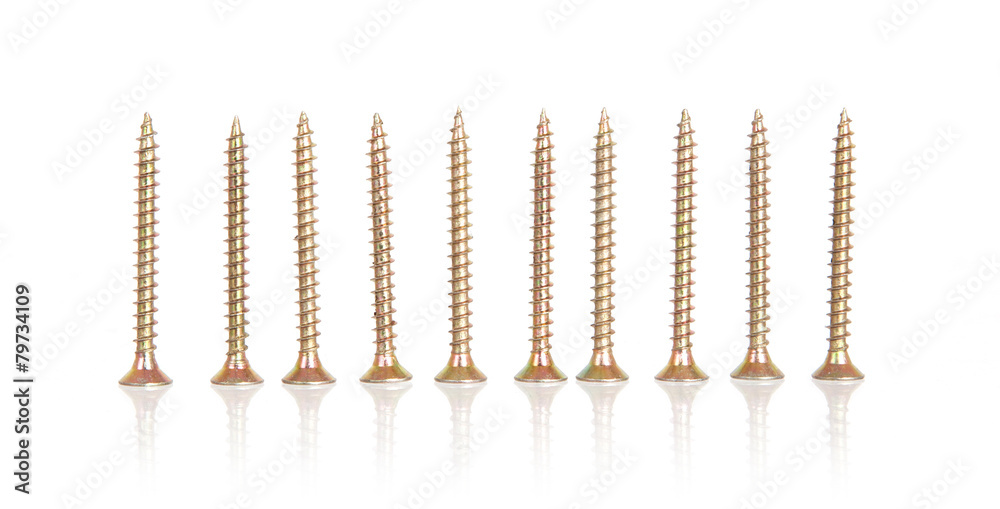 Row of metal screws Row of metal screws