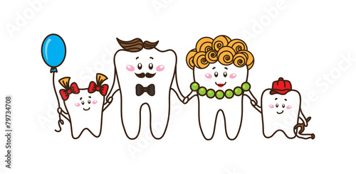 The family of the teeth on white background #79734708