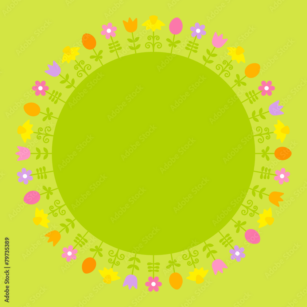Easter Card Meadow Flowers Green Background Easter Card Meadow Flowers Green Background
