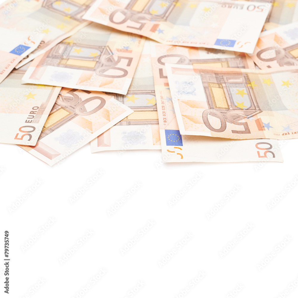 Multiple fifty euro bank notes Multiple fifty euro bank notes