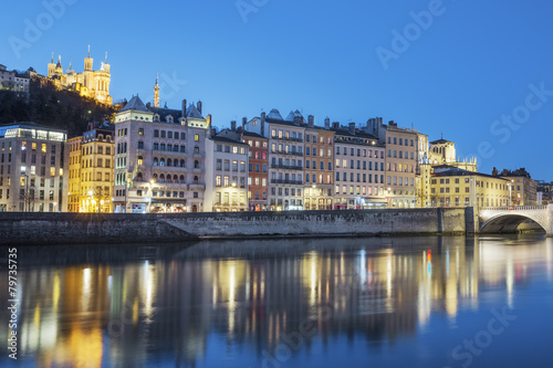 View of Lyon with Saone river at night © Frédéric Prochasson