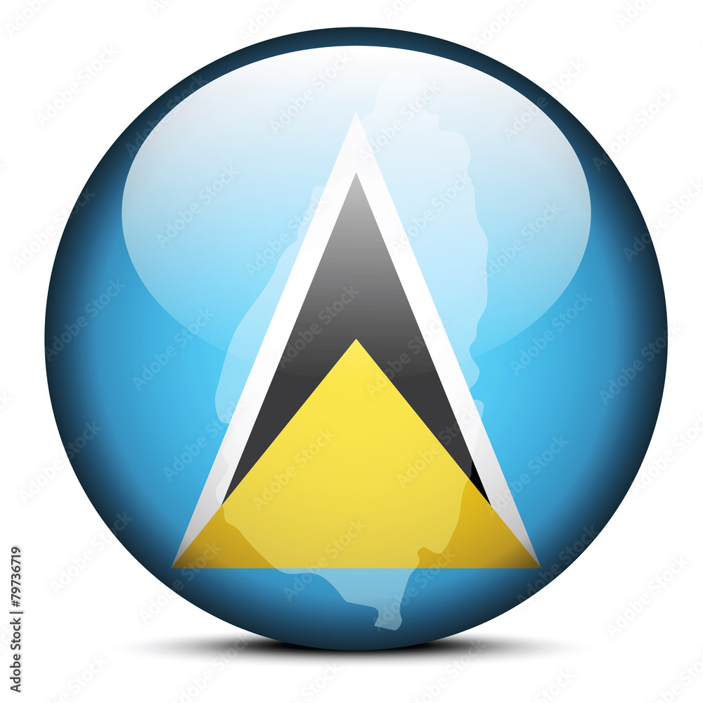 Map on flag button of Saint Lucia Map on flag button of Saint Lucia