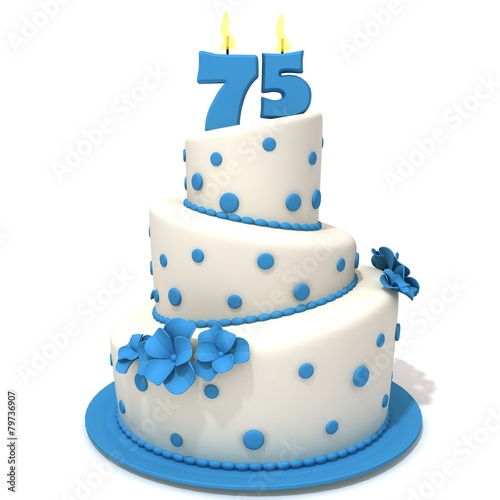 Birthday cake with number seventy five