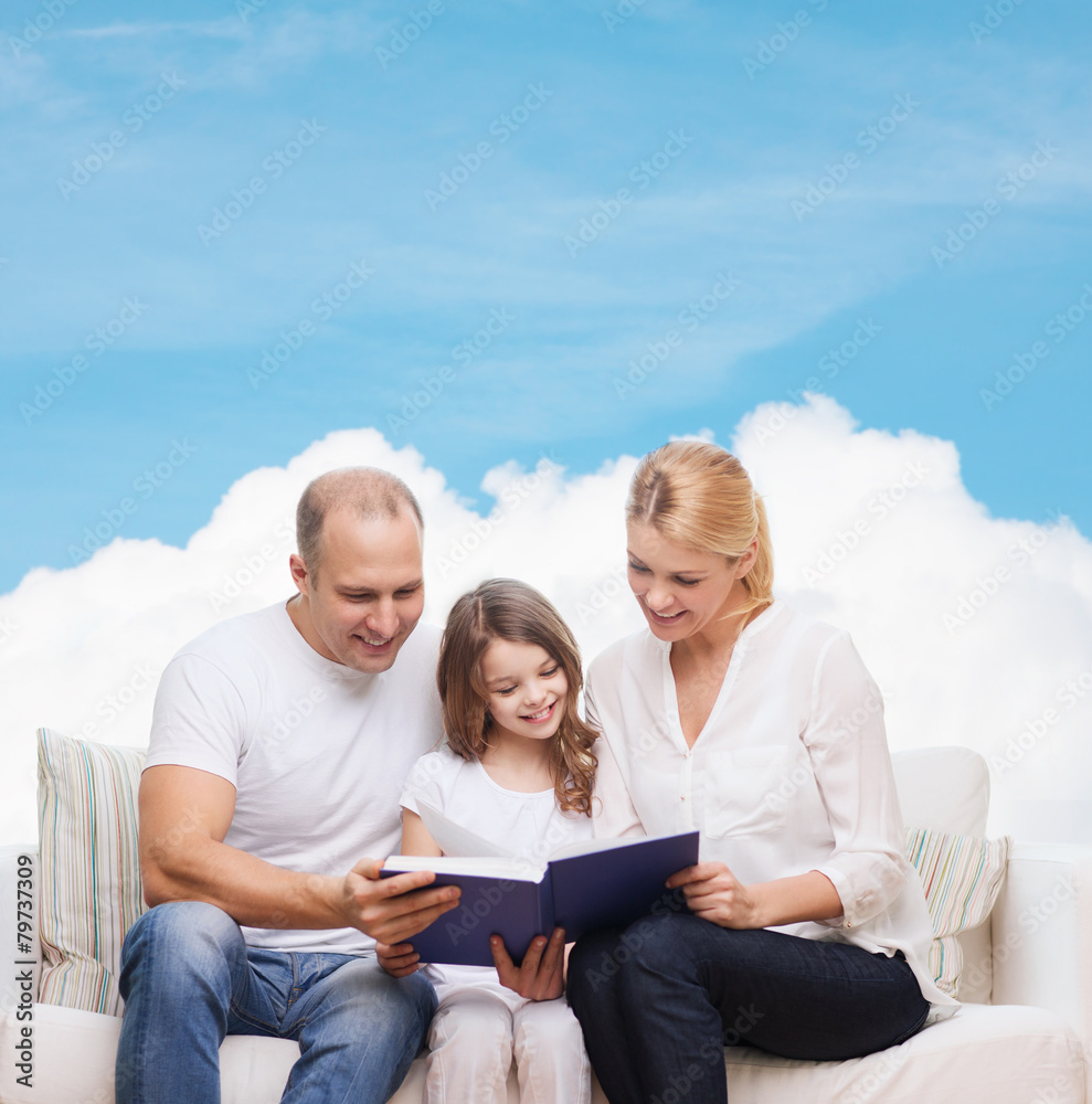 happy family with book at home happy family with book at home