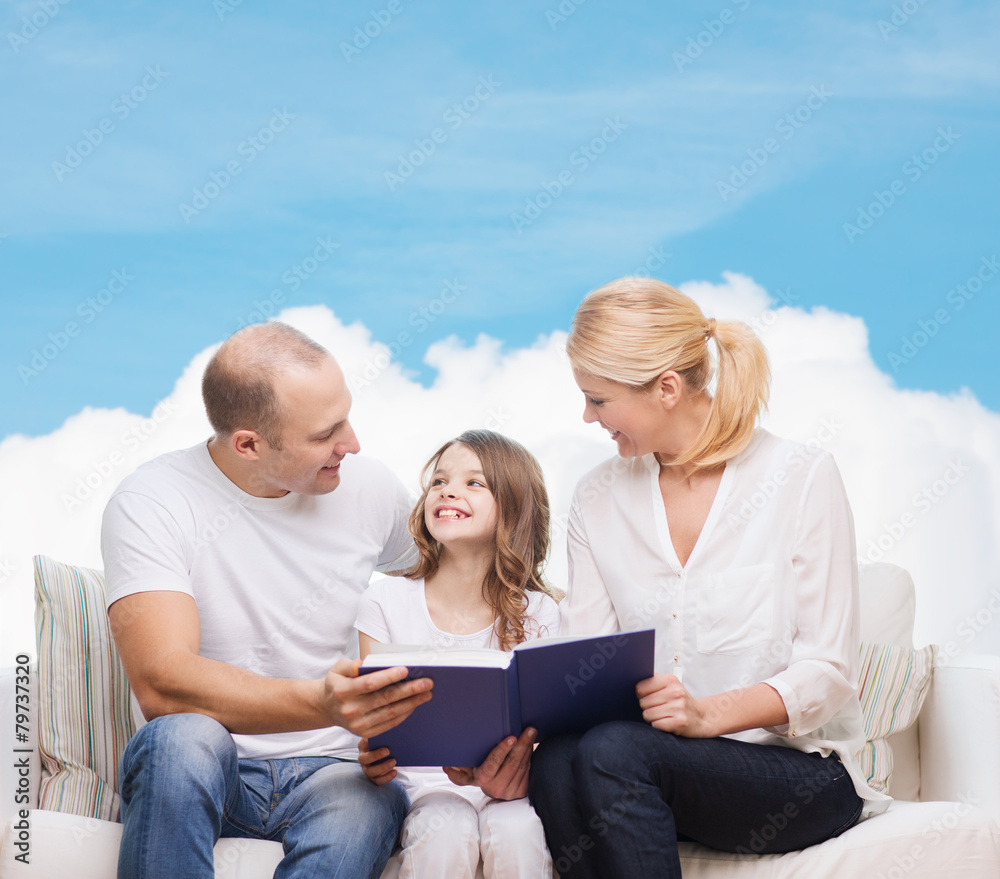 happy family with book at home happy family with book at home