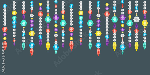 decorative garland from gems,  gems on a string