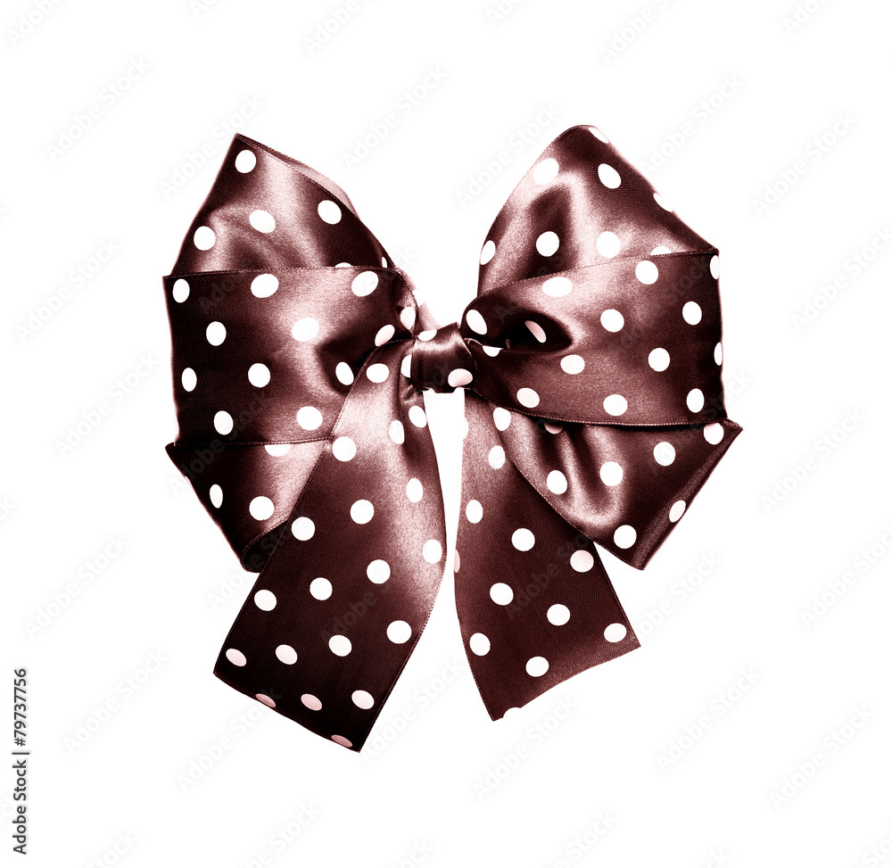 dark brown bow with white polka dots made from silk dark brown bow with white polka dots made from silk